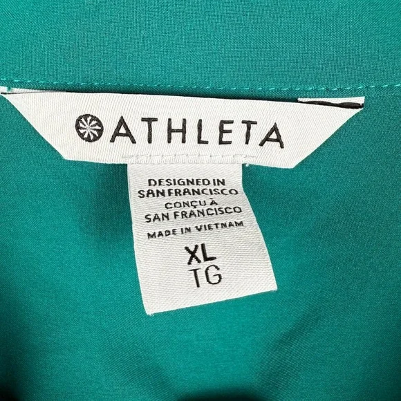 Athleta Green Sleeveless Button Down Collar Shirt Tank Top Blouse XL Extra Large - Picture 4 of 11